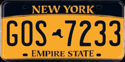 NY license plate GOS7233
