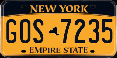 NY license plate GOS7235