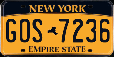 NY license plate GOS7236