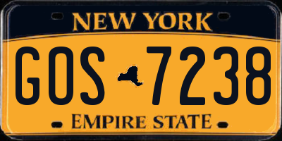NY license plate GOS7238