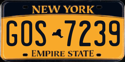 NY license plate GOS7239