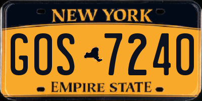 NY license plate GOS7240