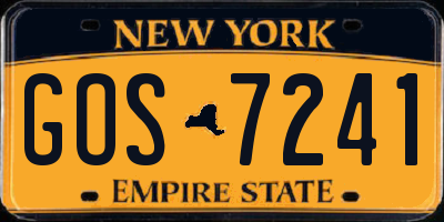 NY license plate GOS7241