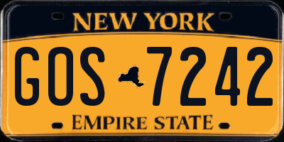 NY license plate GOS7242