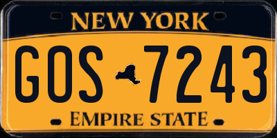 NY license plate GOS7243