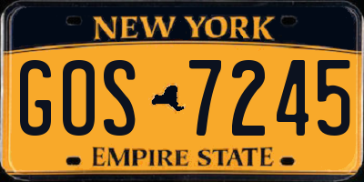 NY license plate GOS7245