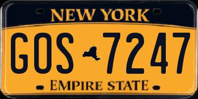 NY license plate GOS7247