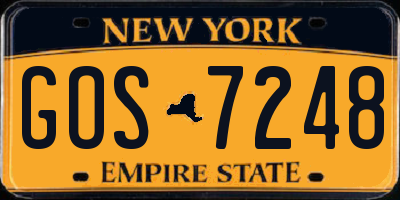 NY license plate GOS7248