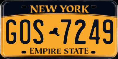 NY license plate GOS7249