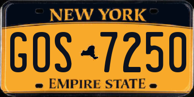 NY license plate GOS7250