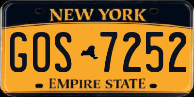 NY license plate GOS7252