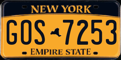 NY license plate GOS7253