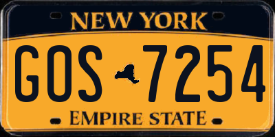 NY license plate GOS7254