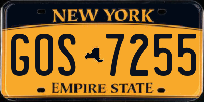 NY license plate GOS7255