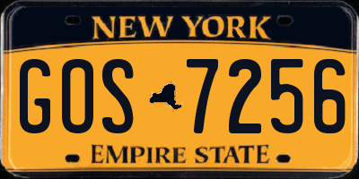 NY license plate GOS7256