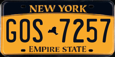 NY license plate GOS7257