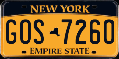 NY license plate GOS7260