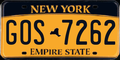NY license plate GOS7262