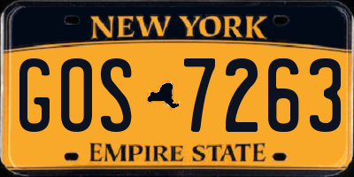 NY license plate GOS7263