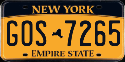 NY license plate GOS7265
