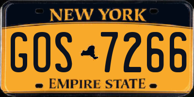 NY license plate GOS7266