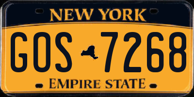 NY license plate GOS7268