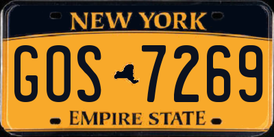 NY license plate GOS7269