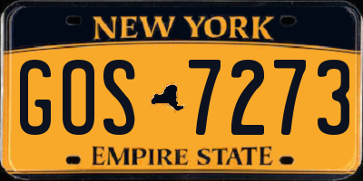 NY license plate GOS7273