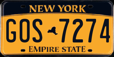 NY license plate GOS7274