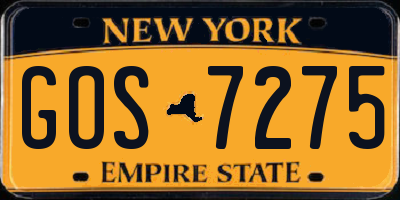 NY license plate GOS7275