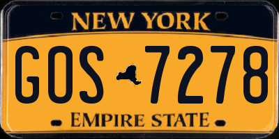 NY license plate GOS7278