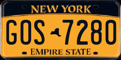 NY license plate GOS7280