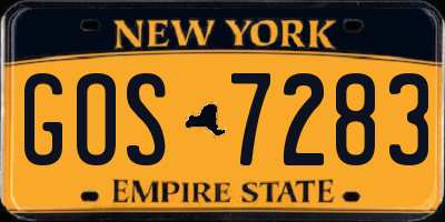 NY license plate GOS7283