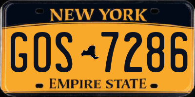 NY license plate GOS7286