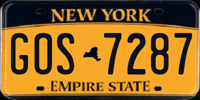 NY license plate GOS7287