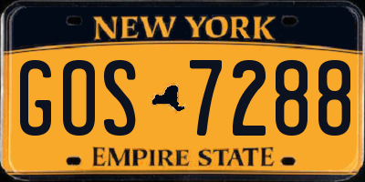 NY license plate GOS7288