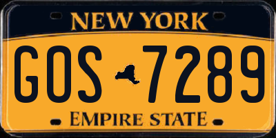 NY license plate GOS7289