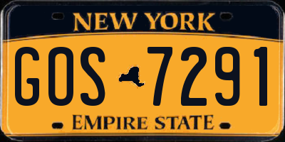 NY license plate GOS7291