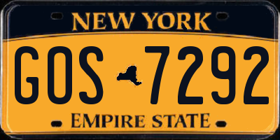 NY license plate GOS7292