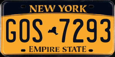 NY license plate GOS7293