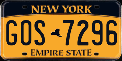 NY license plate GOS7296