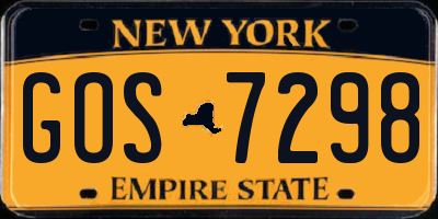NY license plate GOS7298