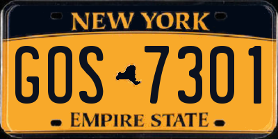 NY license plate GOS7301