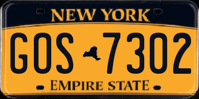 NY license plate GOS7302