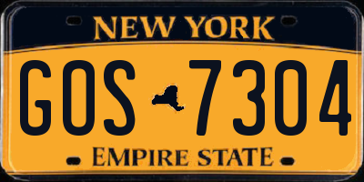 NY license plate GOS7304
