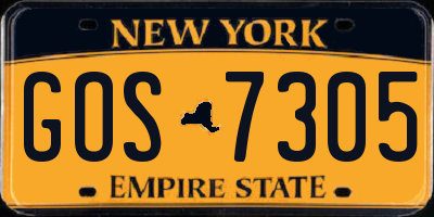 NY license plate GOS7305