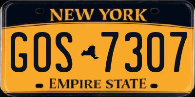 NY license plate GOS7307
