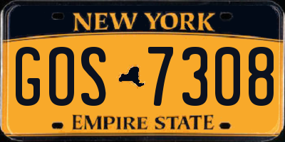 NY license plate GOS7308