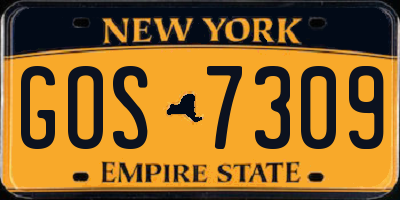 NY license plate GOS7309