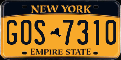 NY license plate GOS7310